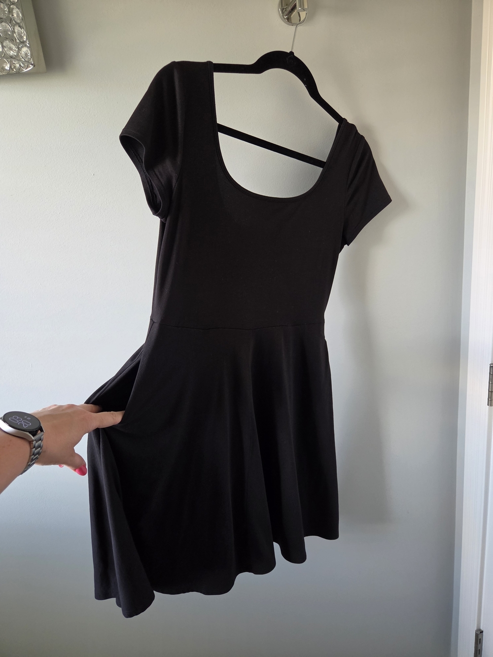 Altar'd State Black Scoop-Neck Fit & Flare Mini Dress